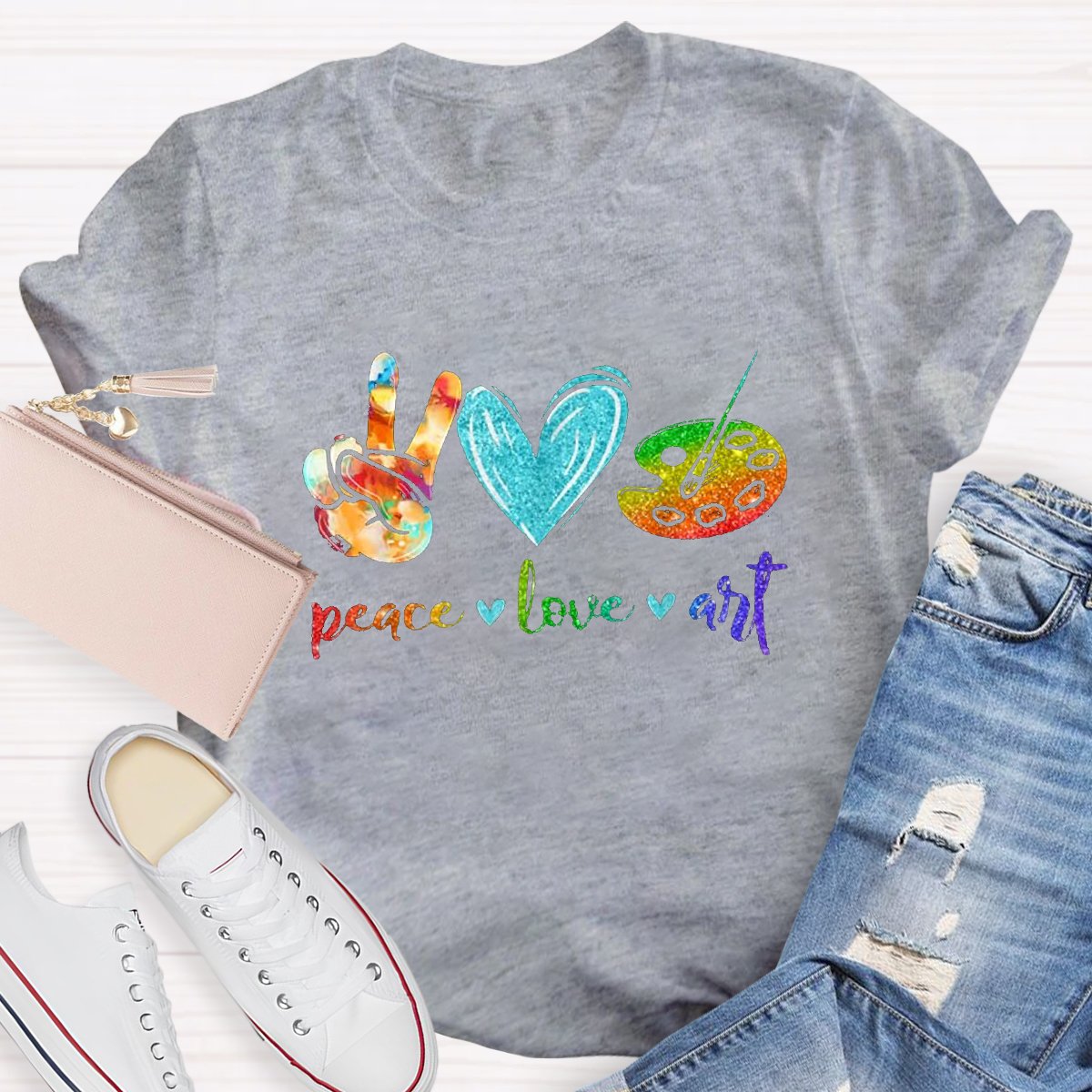 Peace Love Art Teacher T-shirt