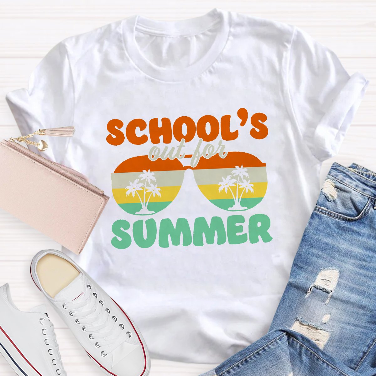 School's Out For Summer Teacher Graphic Tee Shirt