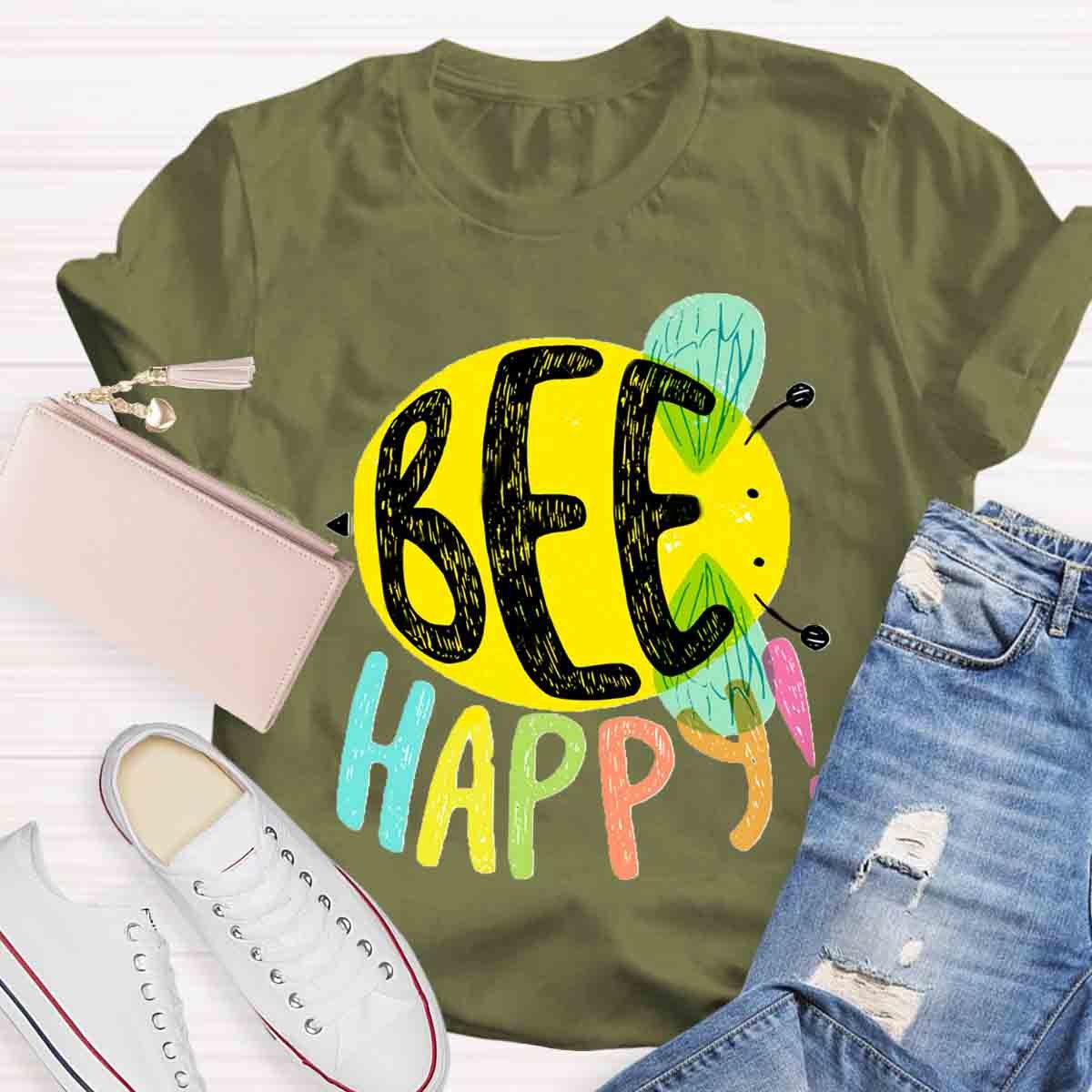 Bee Happy Cute Teacher T-Shirt