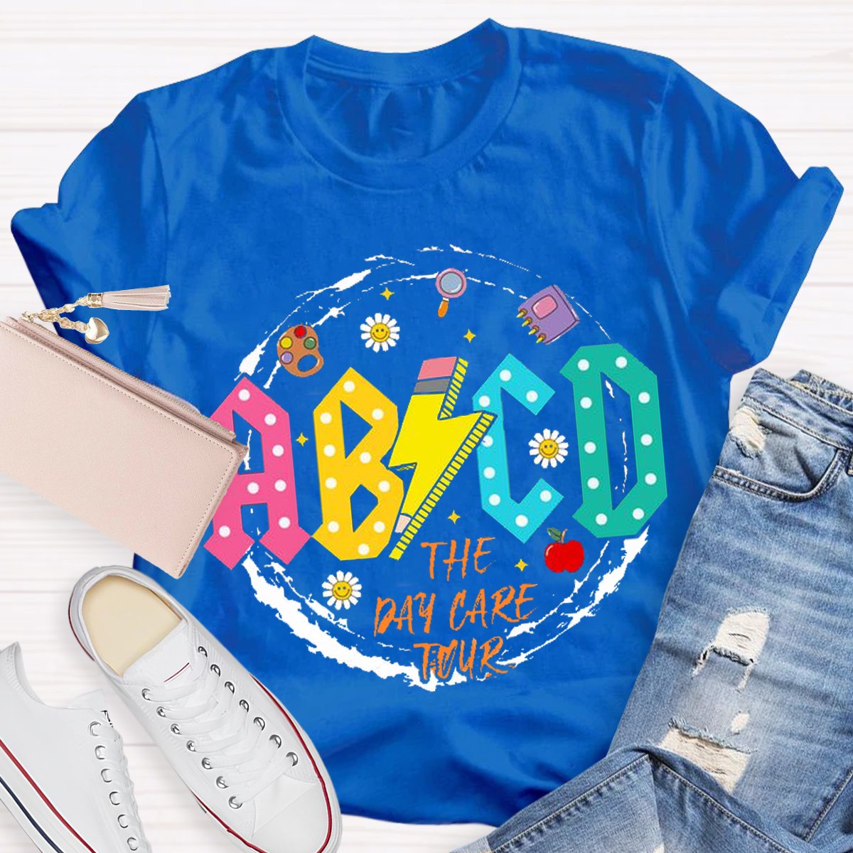 Funny Design Art ABCD Teacher T-Shirt