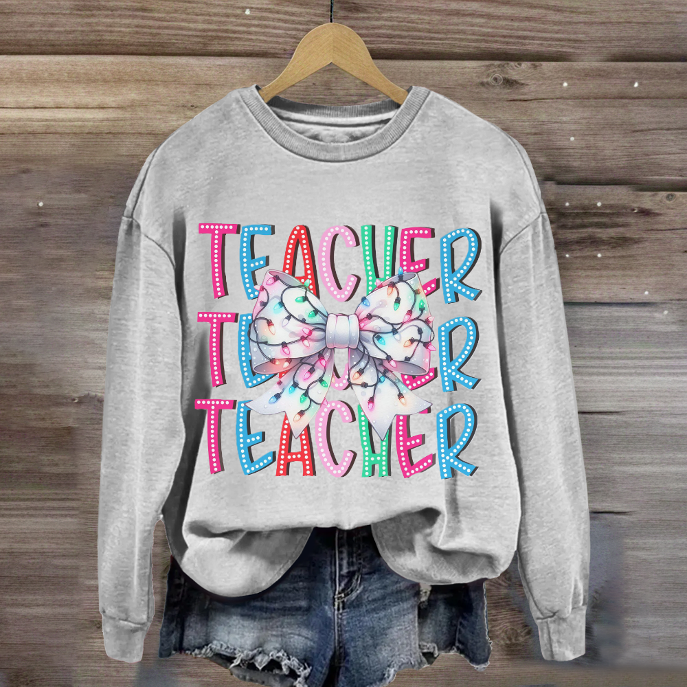 Christams Teacher Bow Sweatshirt