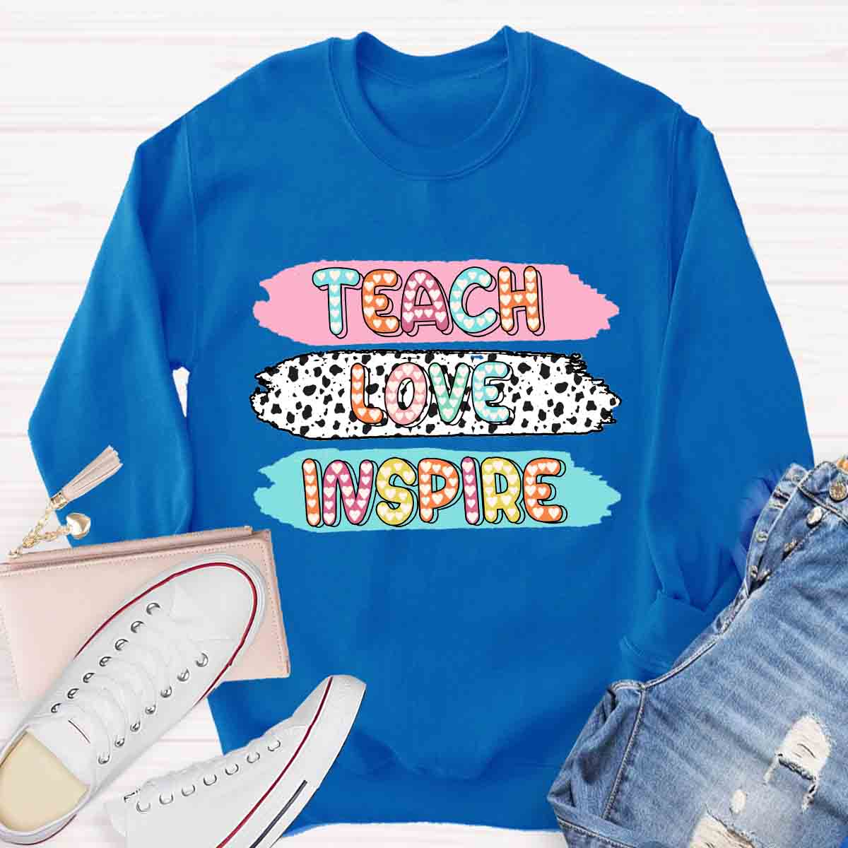 Teach Love Inspire Dot Light Teacher Sweatshirt