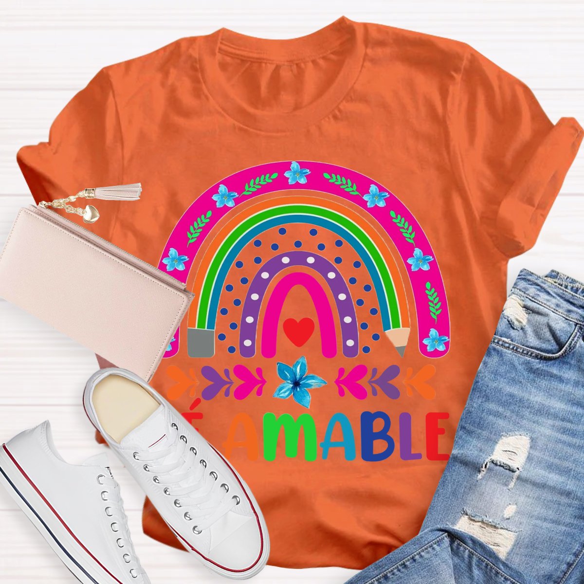 Sé Amable Rainbow Bilingual Teacher Shirt