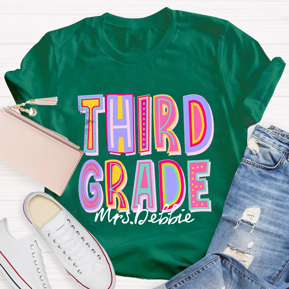 Personalized Your Grade And Name Teacher T-Shirt