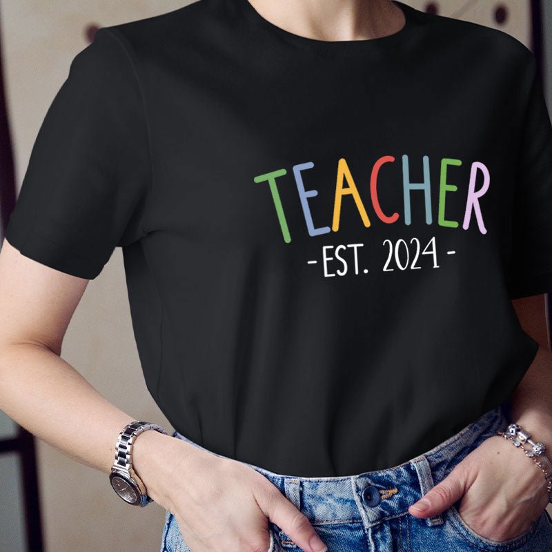 Personalized Year Teacher Est. 2024 Teacher T-Shirt