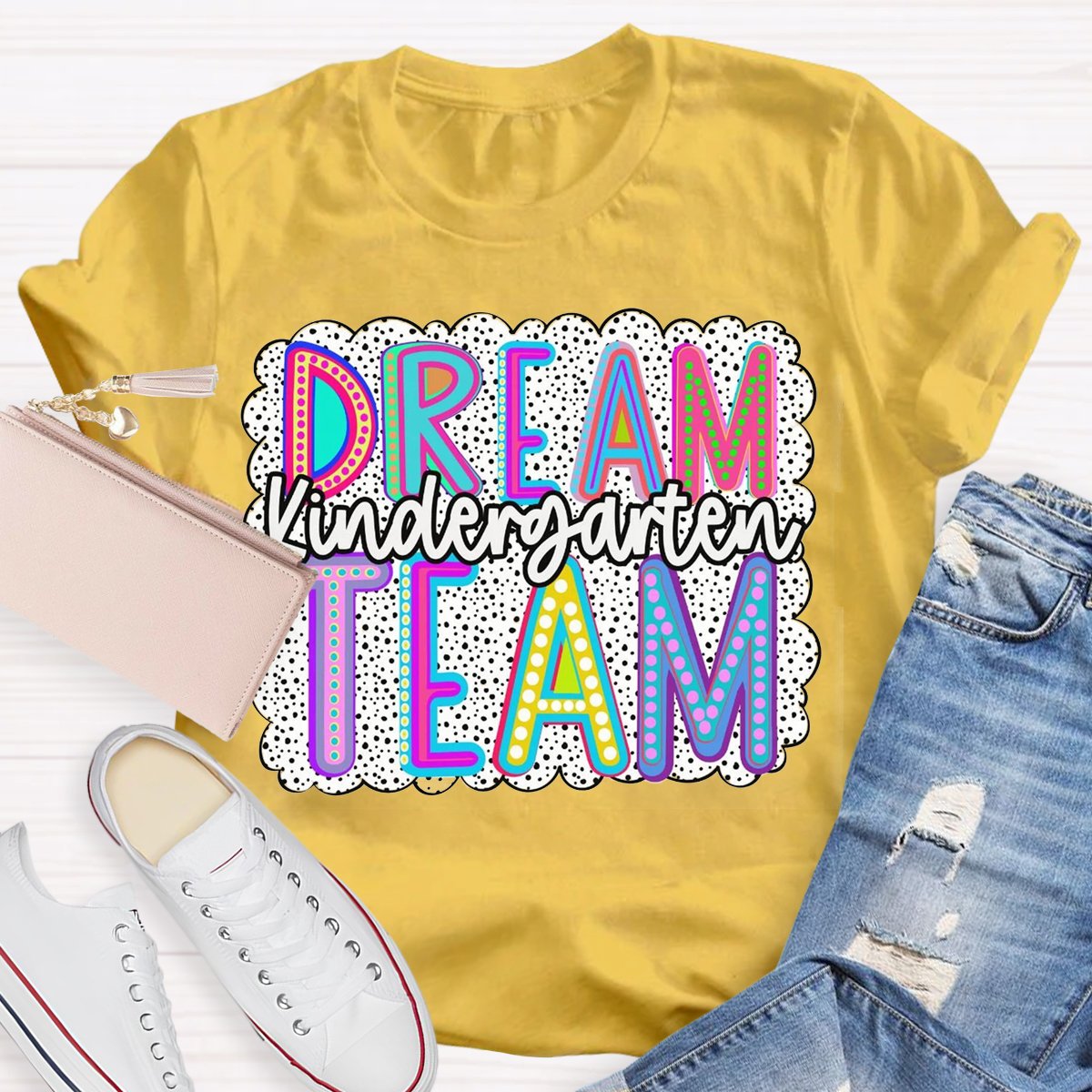 Personalized Grade Dream Team Dalmatian Dots Teacher Shirt