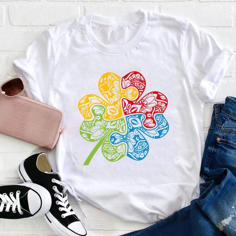 Puzzle Clover Teacher T-Shirt