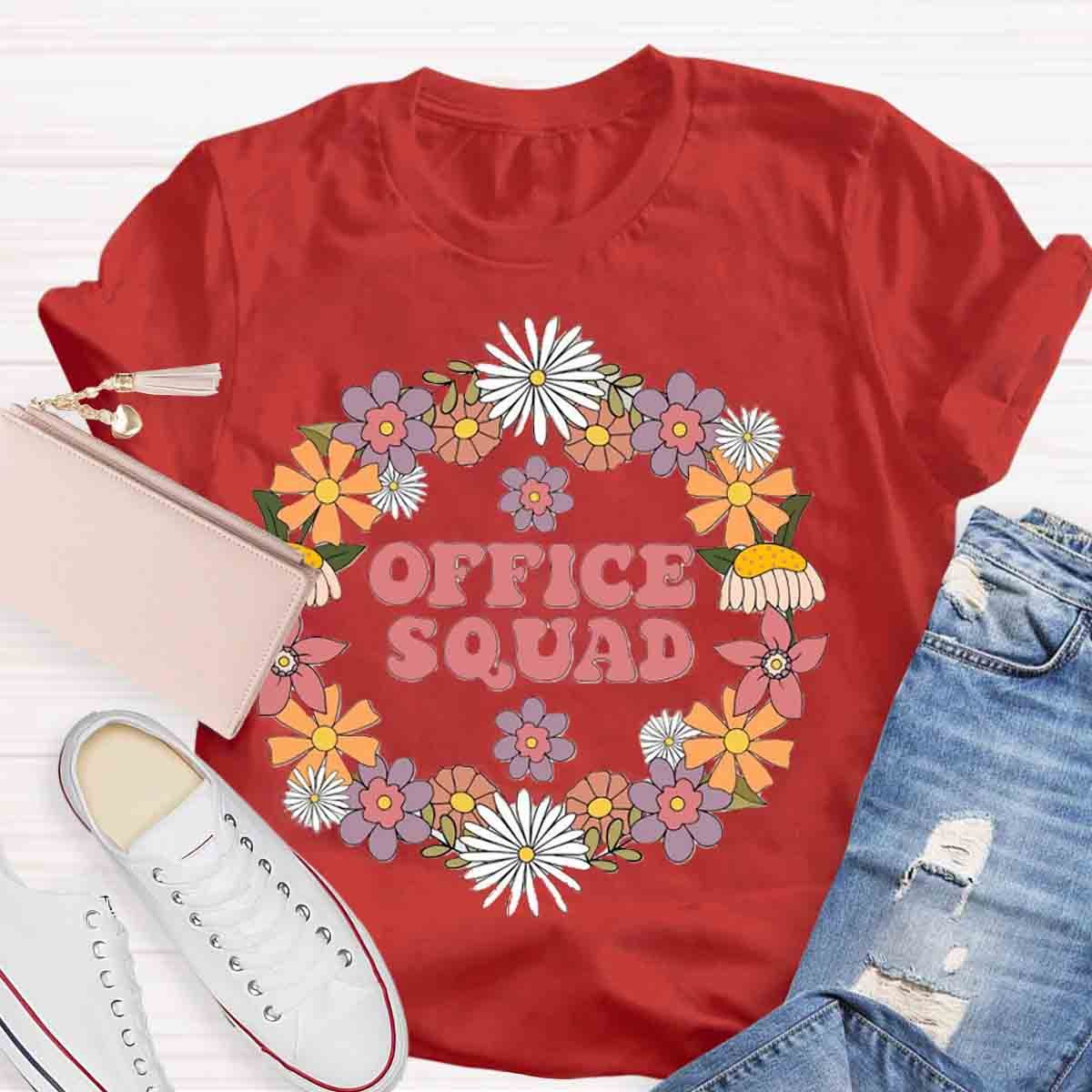 School Office Squad Floral Teachers T-Shirt