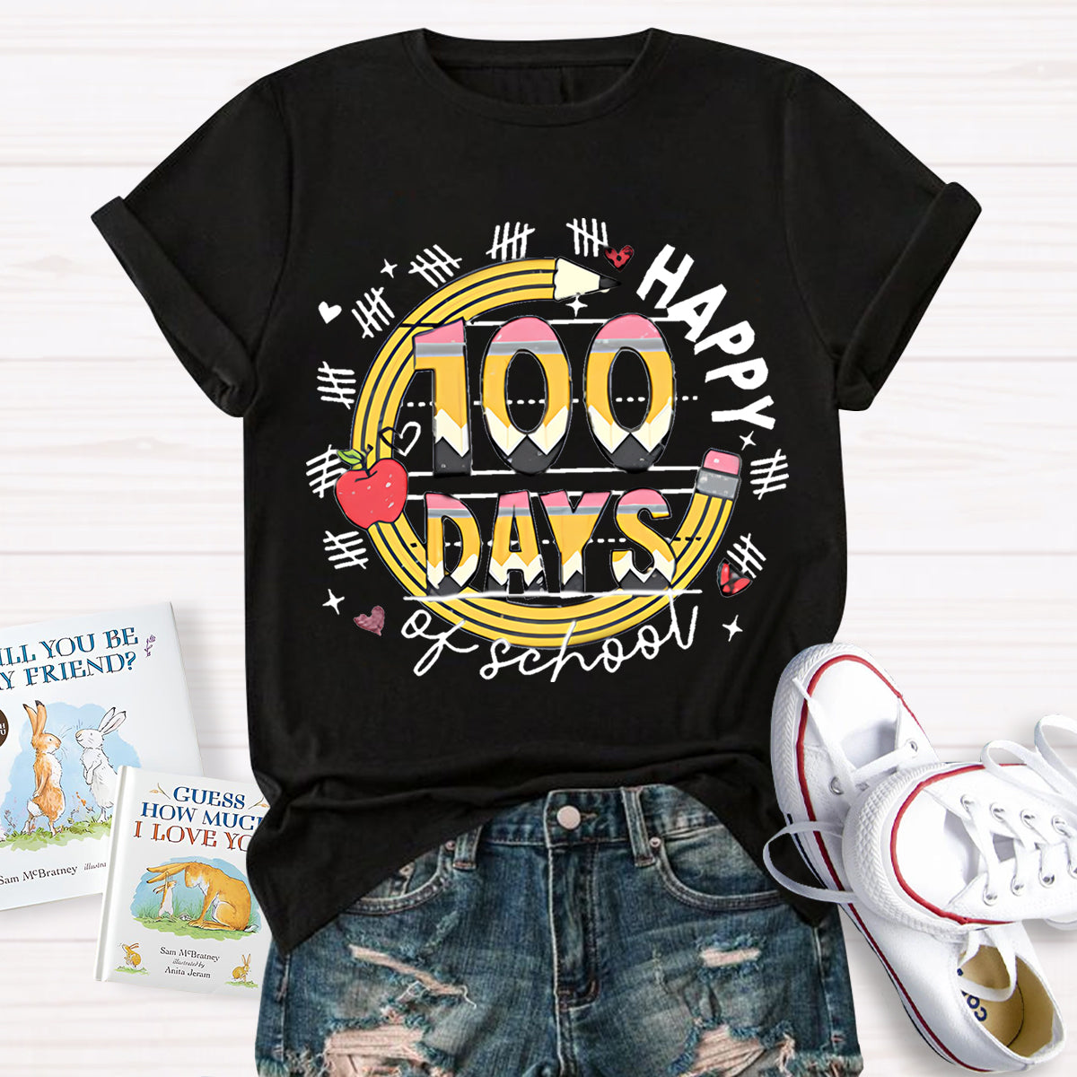 100 Days Of School Pencil Teacher T-Shirt