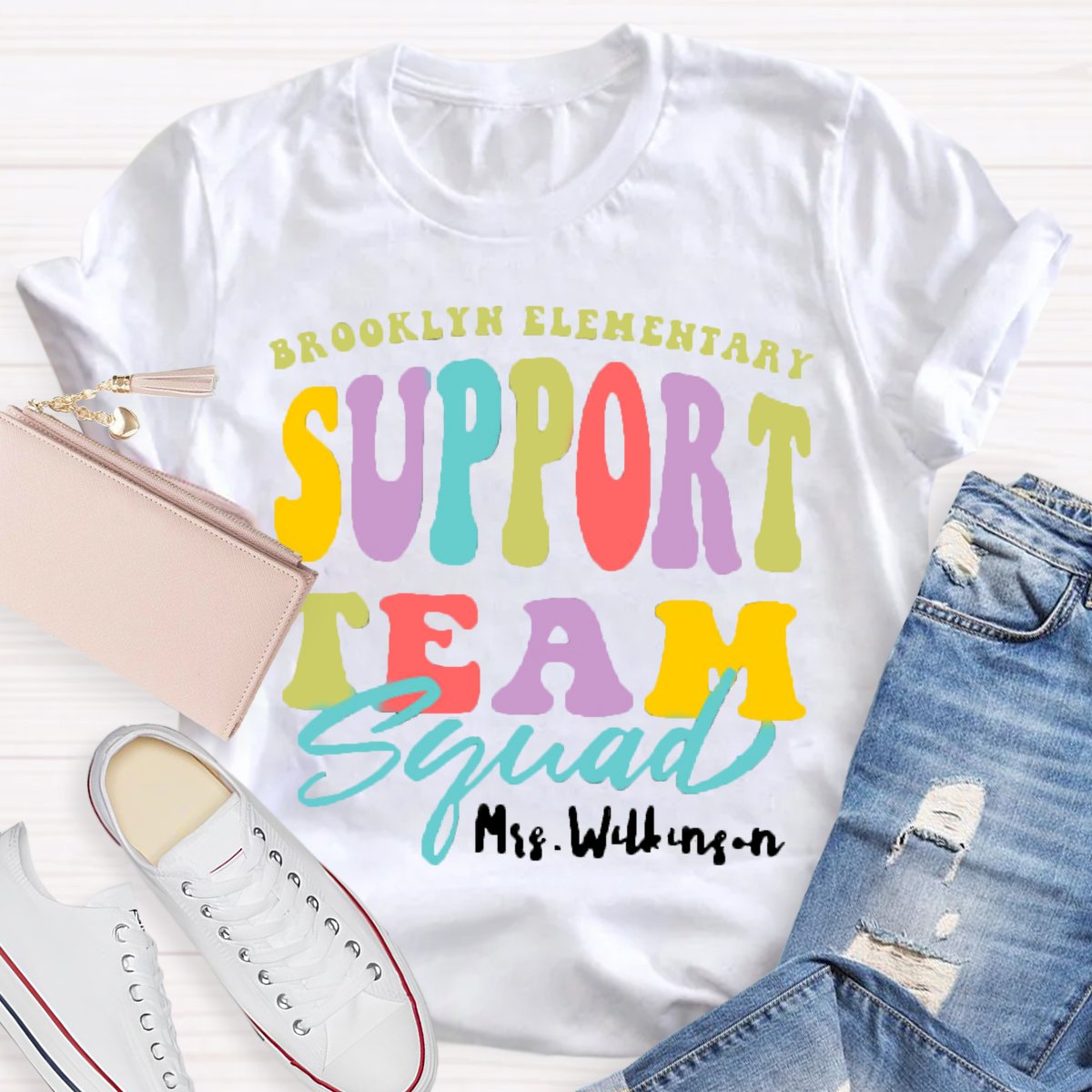 Personalized School Name And Teacher Name Support Squad Shirt