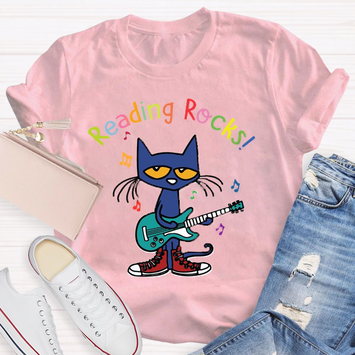 Reading Rocks Funny Cat T-Shirt