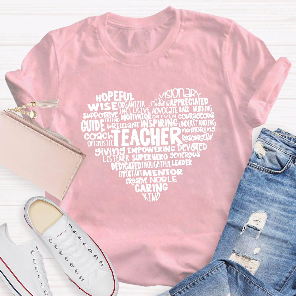 Teacher Heart Word Cloud Teacher Shirt