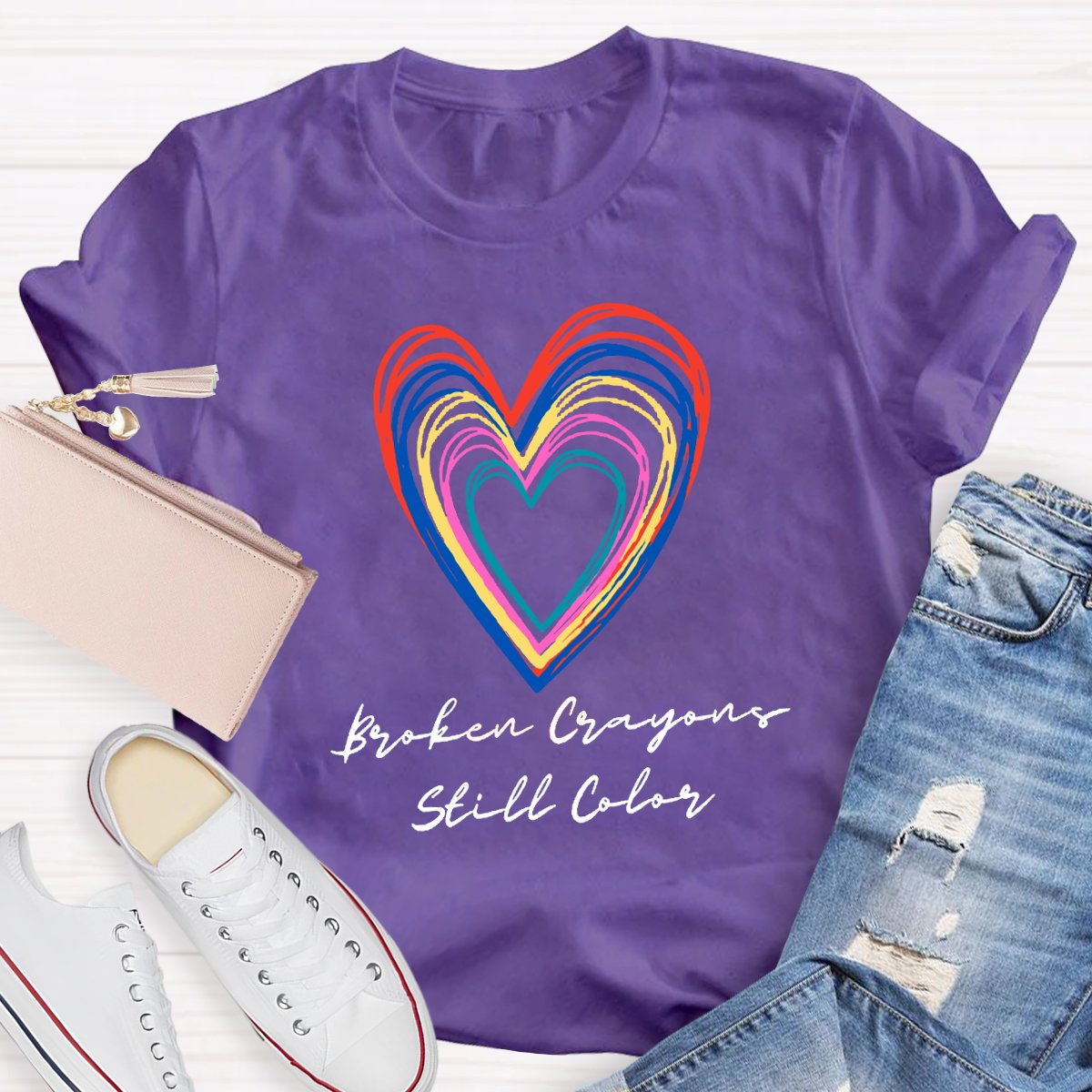 Broken Crayong Still Color Teacher Shirt