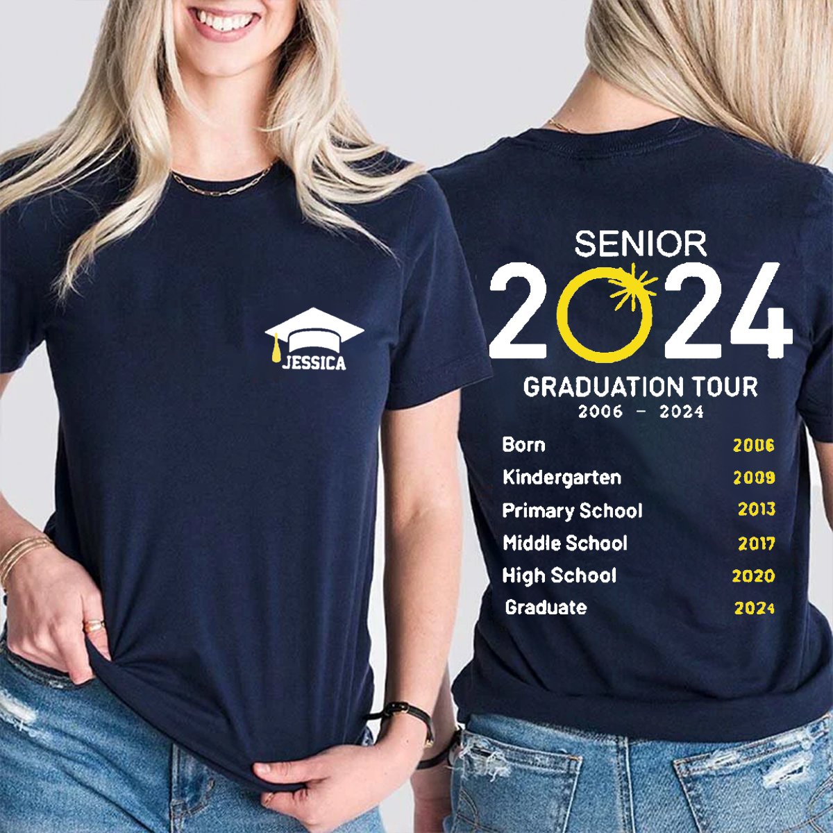 Personalized Graduation Tour Teacher Two Sided T-Shirt