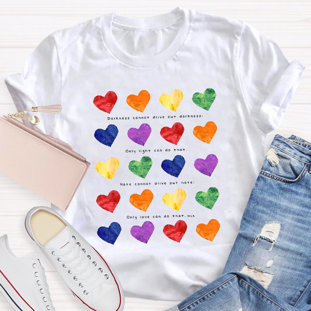 Colorful Hearts Teacher Shirt