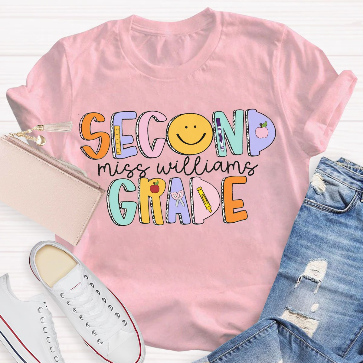 Personalized  Grade And Name Back to School T-shirt