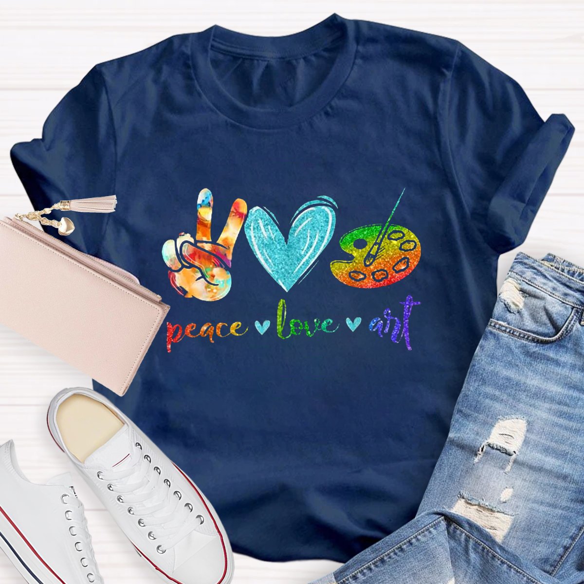 Peace Love Art Teacher T-shirt