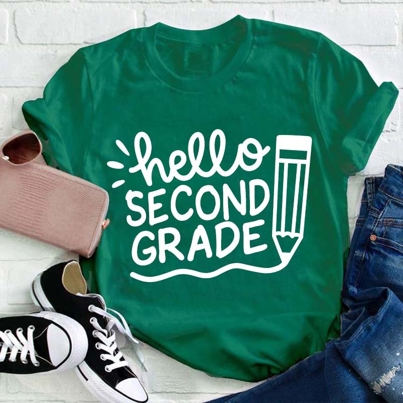 Personalized Hello Pencil Writing Teacher T-Shirt