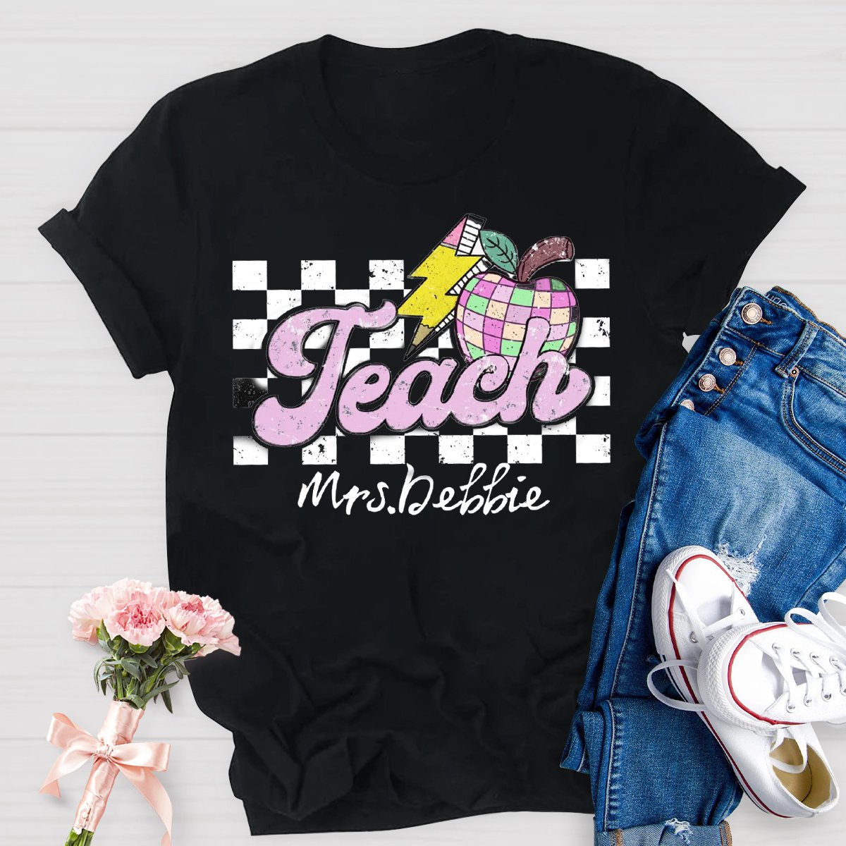 Personalized Teacher Name Apple Back To School Shirt