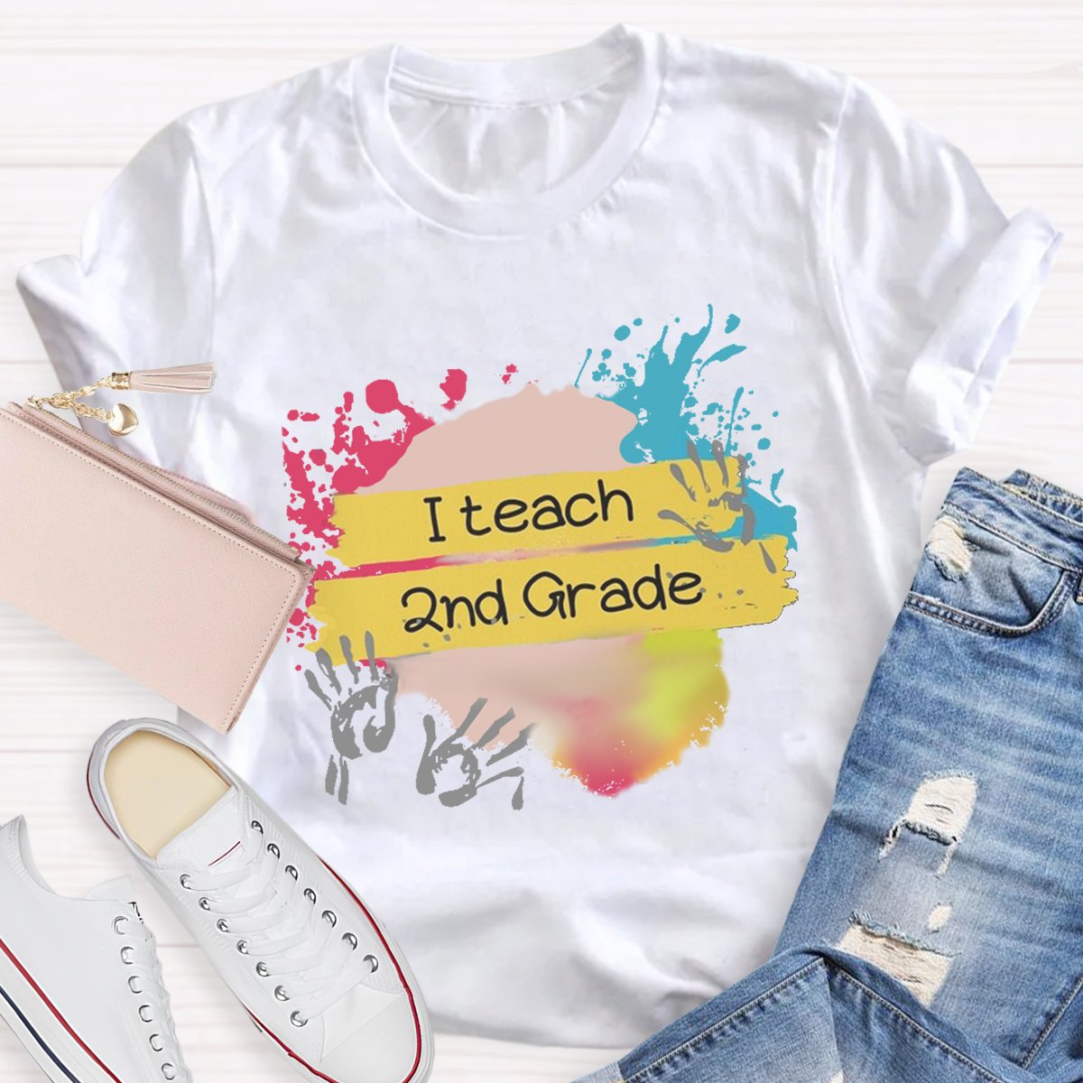 Personalized I Teach 2nd Grade Teacher Shirt