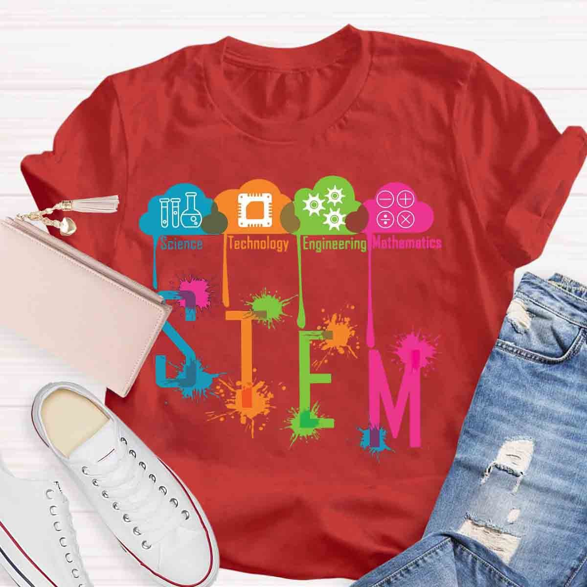 Color Splash Ink STEM Teacher T-Shirt