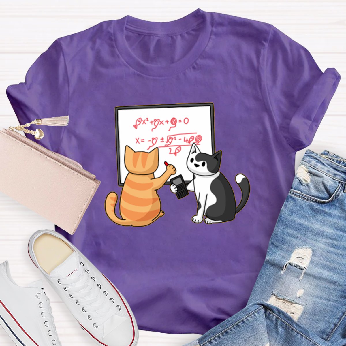 Funny Maths Cat Math Teacher Shirt