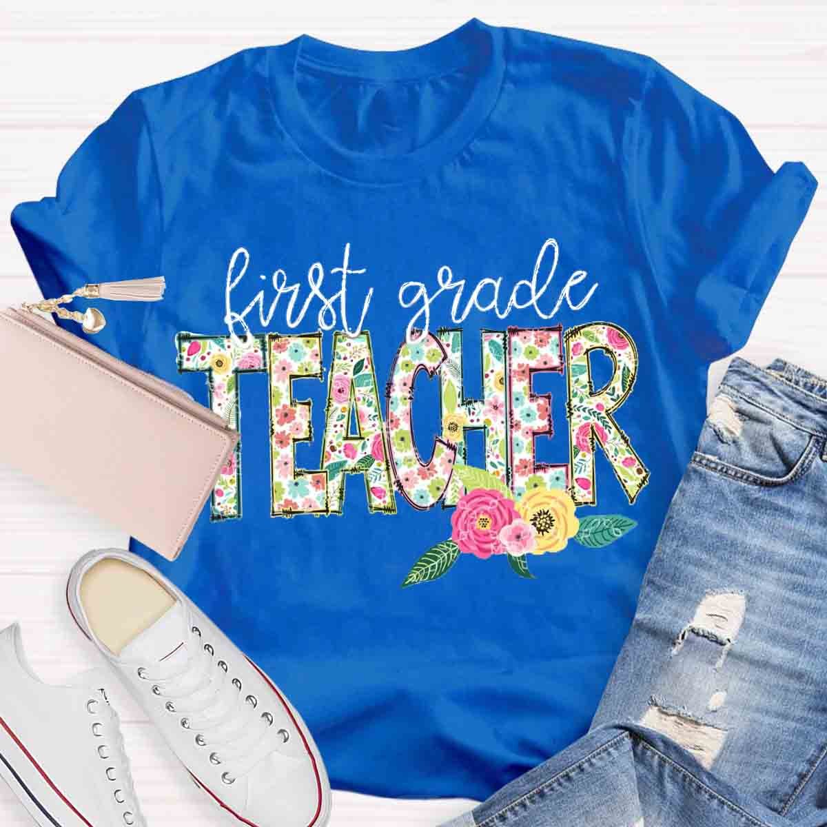 Personalized Grade Vintage Flower T-Shirt