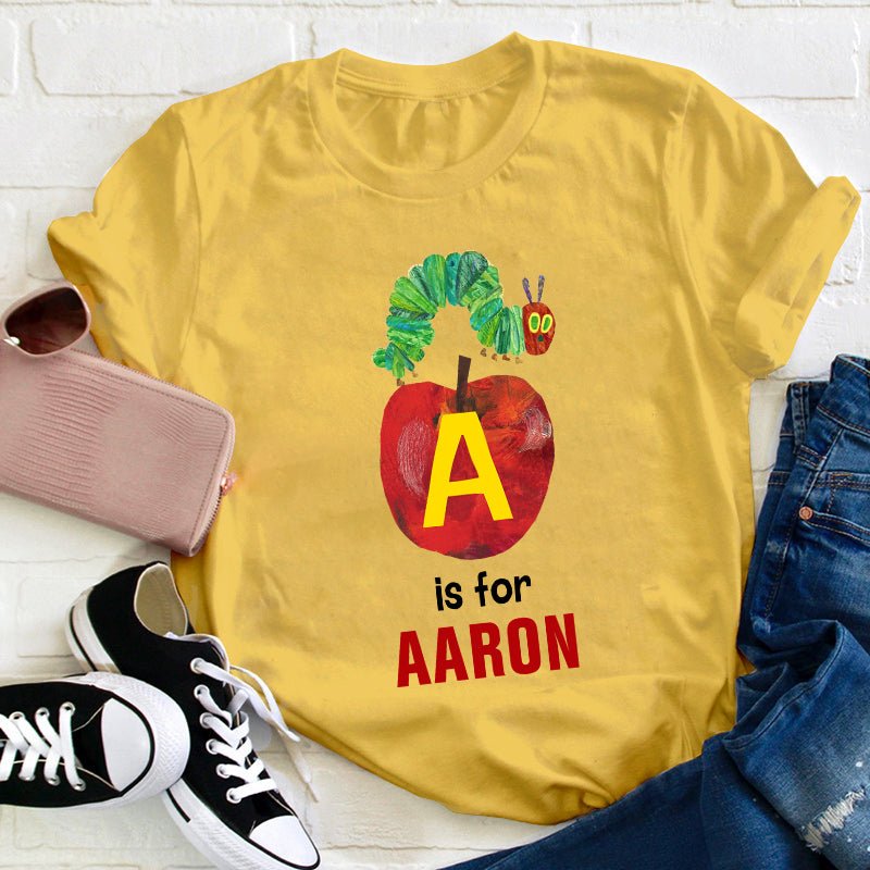 Personalized AB Letters The Very Hungry Caterpillar Teacher T-Shirt