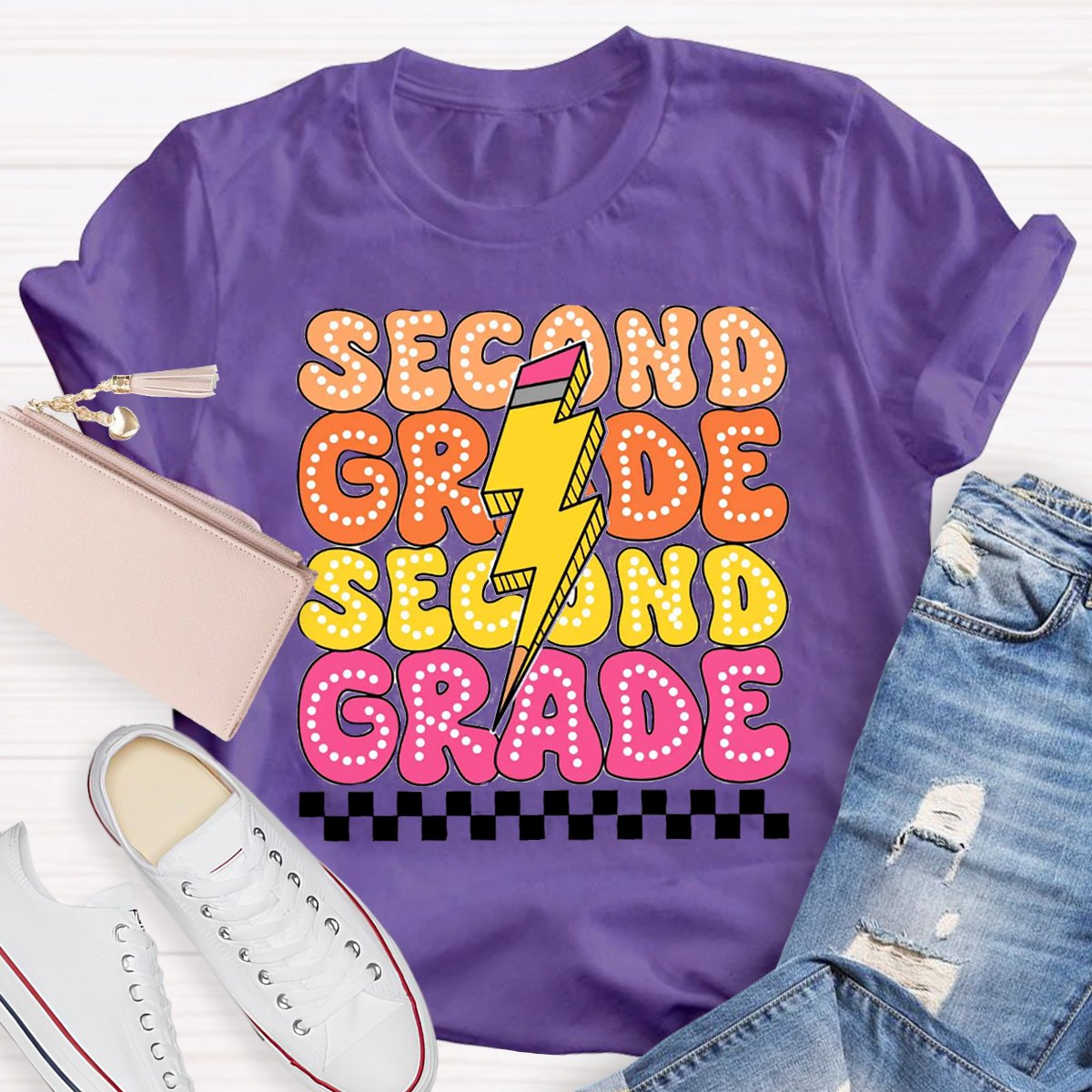 Personalized Grade Hello Second Grade Chockablock Shirt