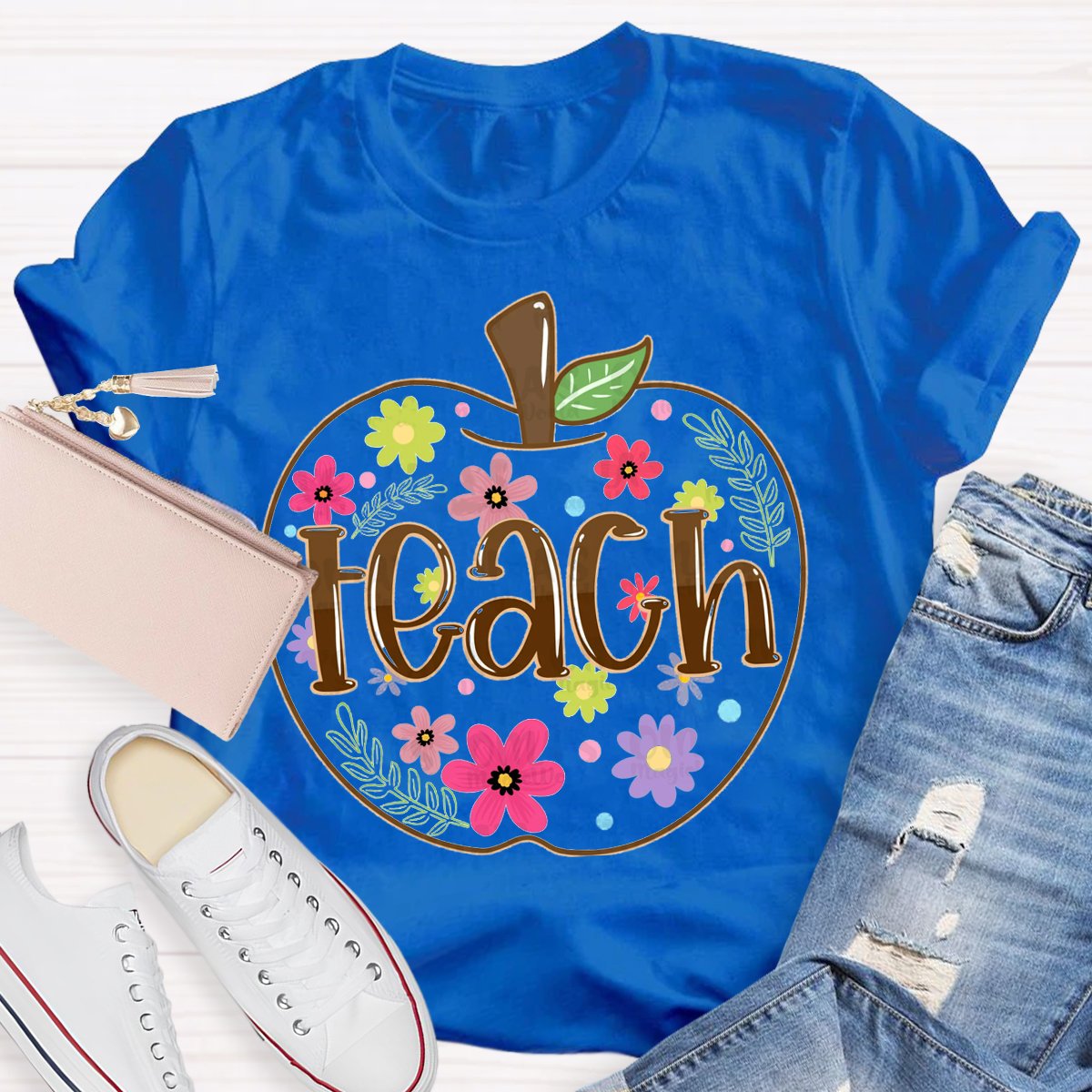 Apple Flowers Teachers T-Shirt