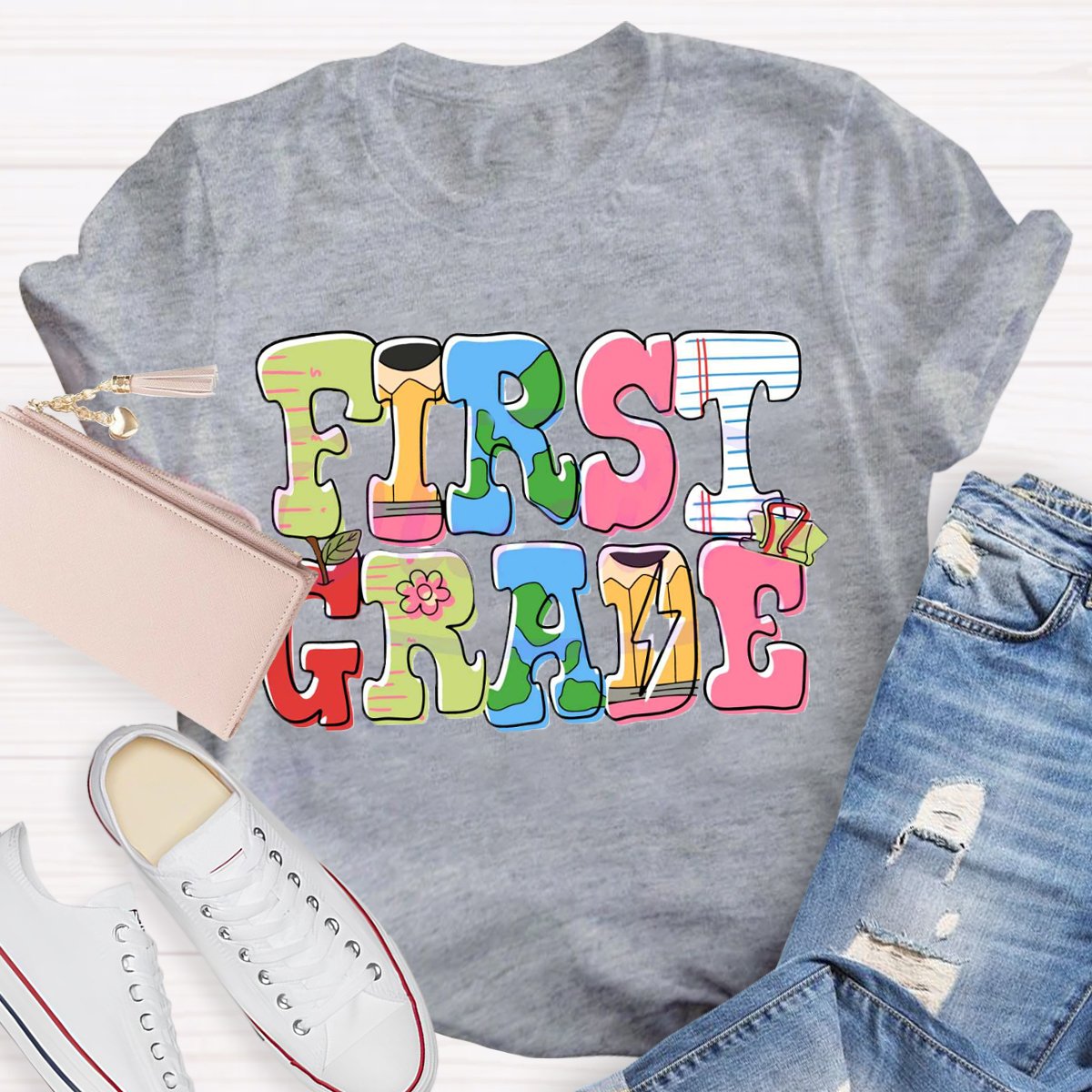 Personalized Grade First Grade Student Back To School T-Shirt