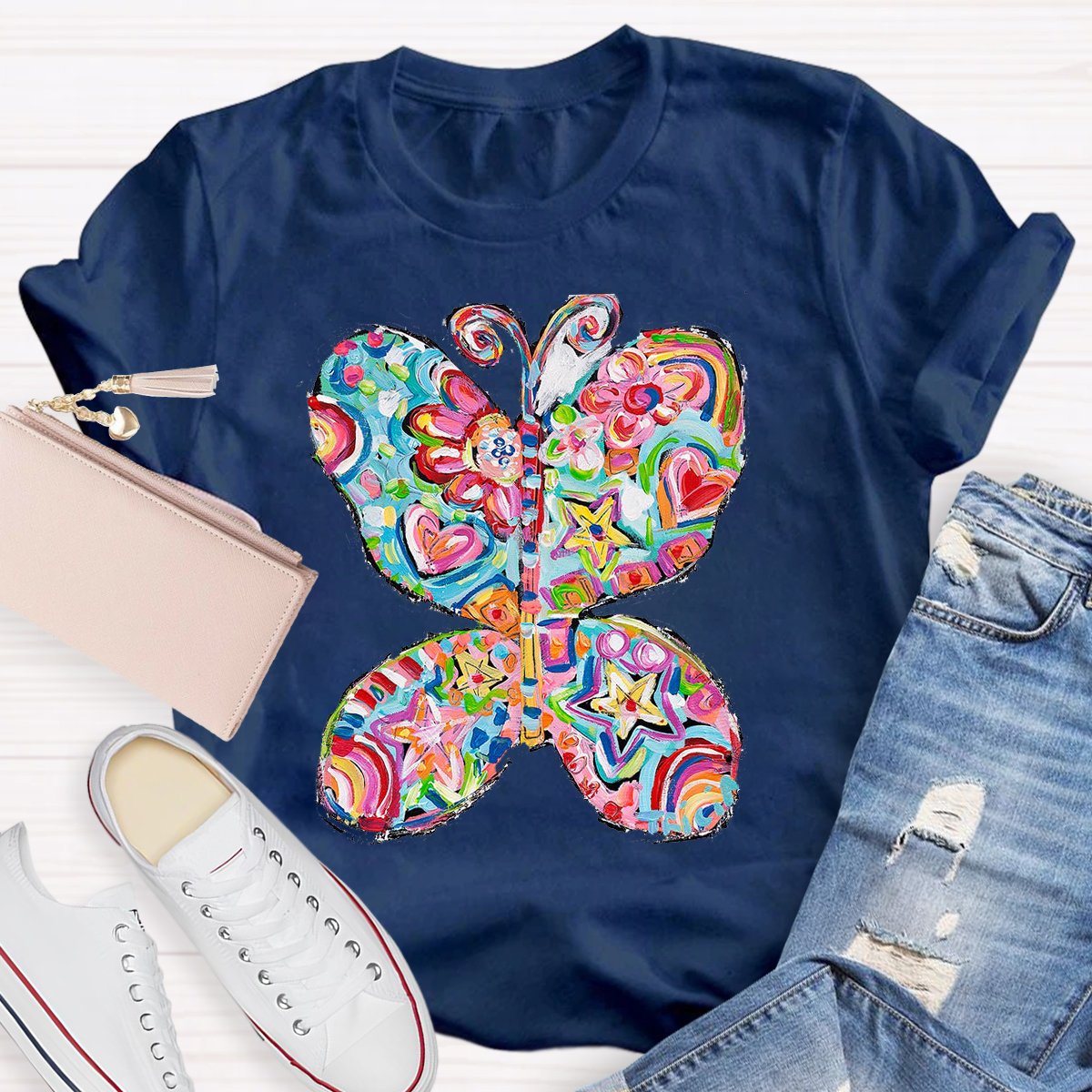 Color Butterfly Teacher Shirt