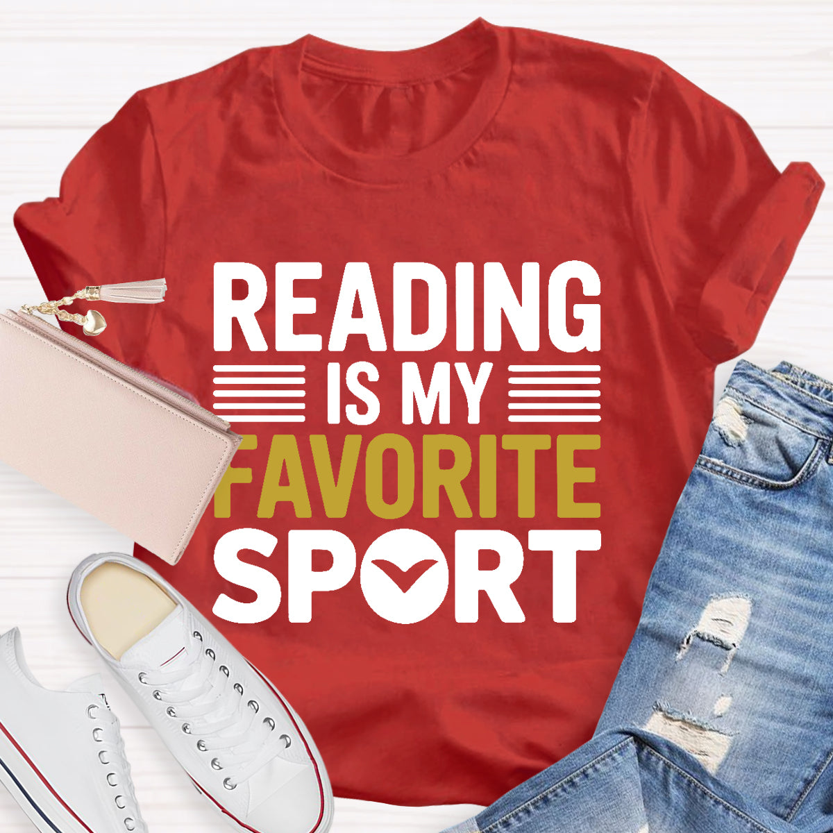 Reading Is My Favorite Sport Letters T-shirt