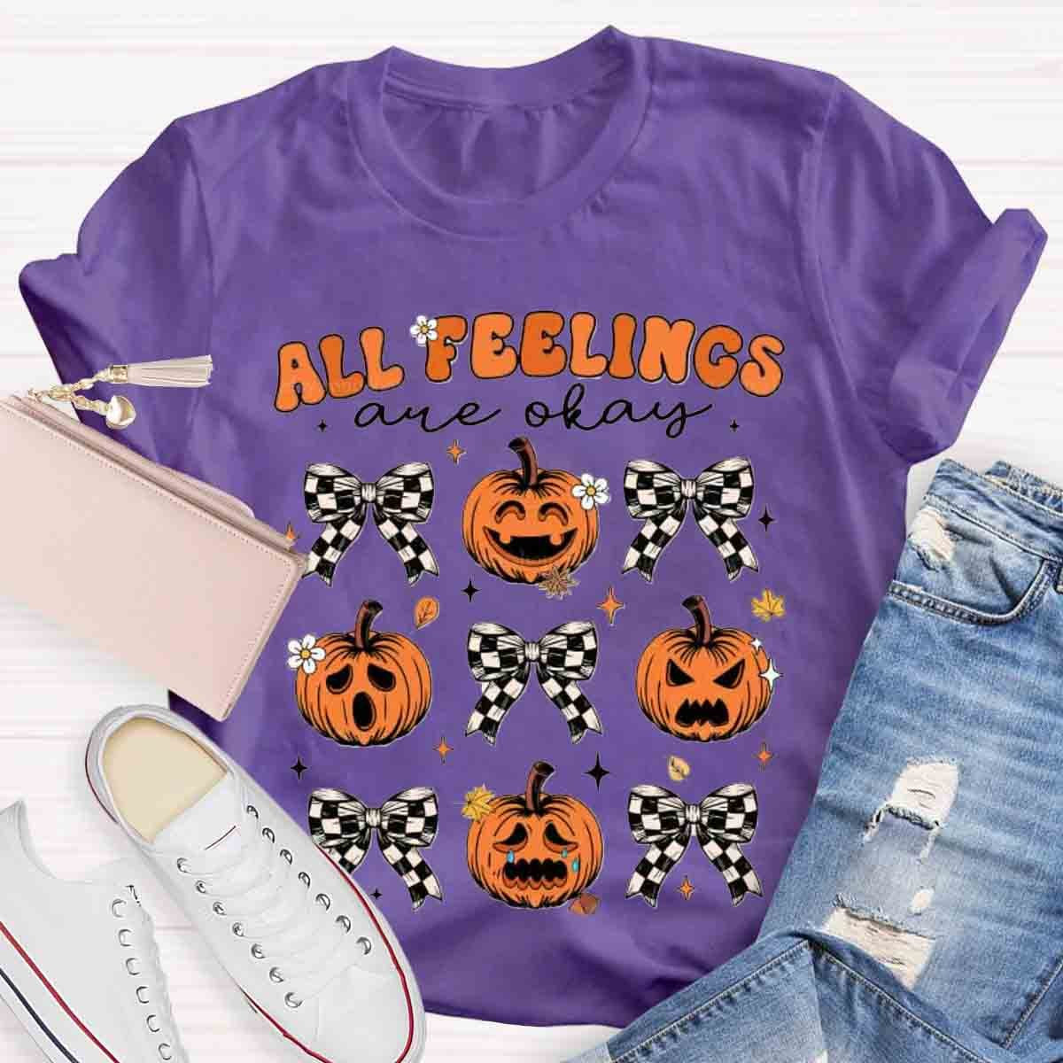 All Feelings Are Okay School Psych Ghost Pumpkin Shirt