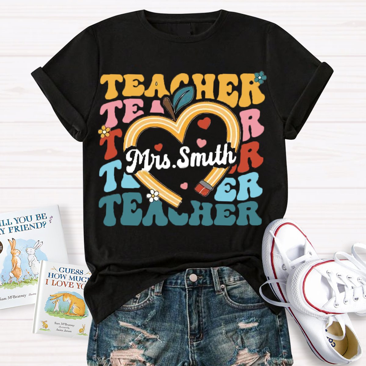 Personalized Name Pencil Apple Back To School Shirt