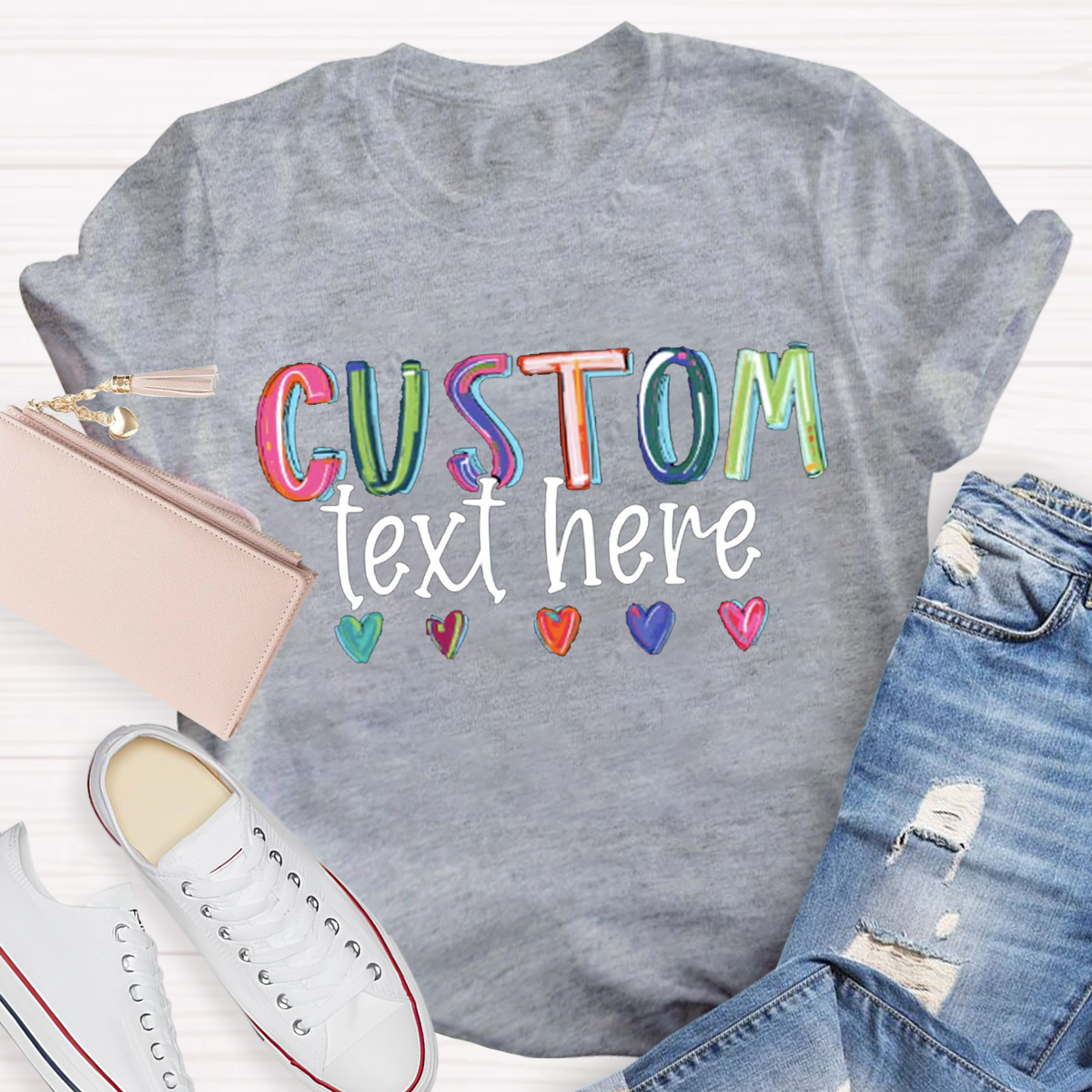 Personalized Your Text Colorful teacher T-shirt