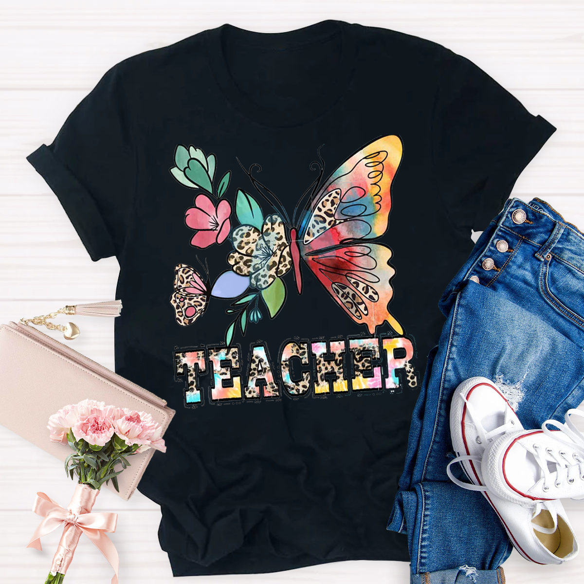 Teacher Life Flower Butterfly T-shirt