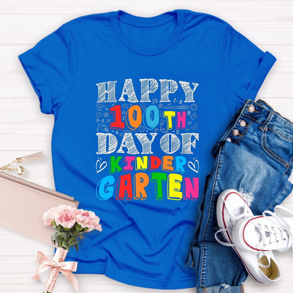 Happy 100th Day Of Kindergarten Teacher Shirt