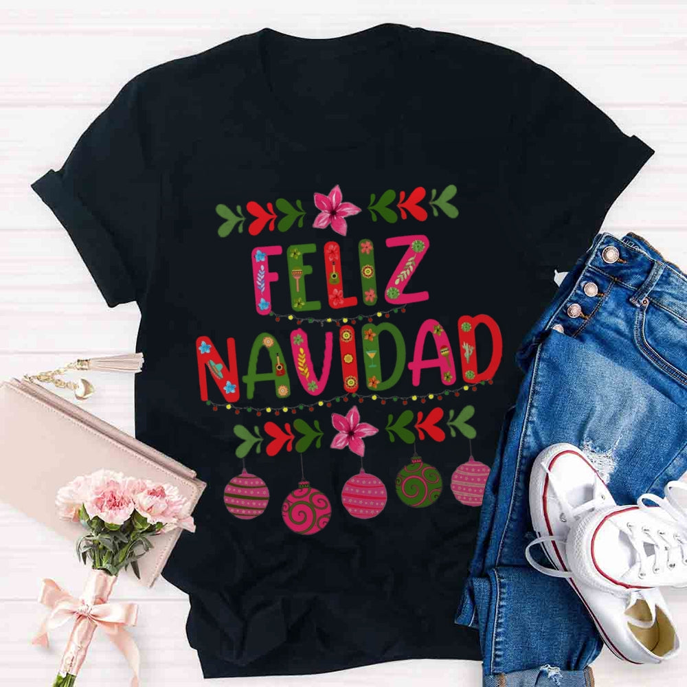 Feliz Navidad Christmas Spanish Teacher T-Shirt