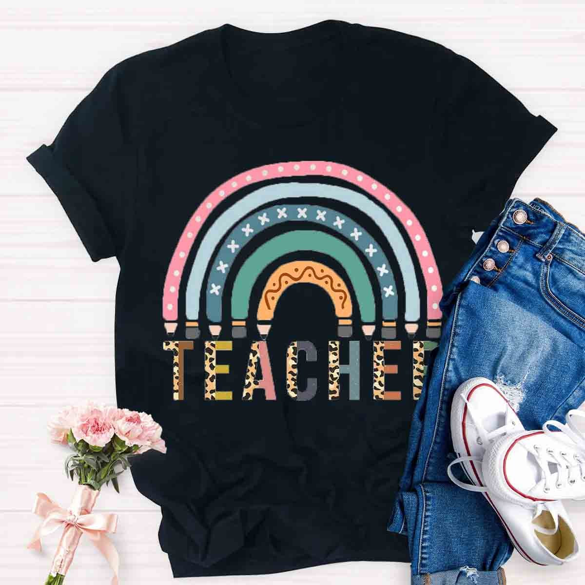 Rainbow Pencil  Teachers T-Shirt