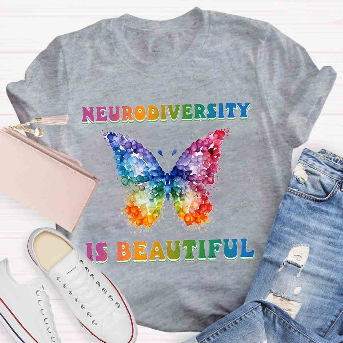 Neurodiversity is Beautiful Butterfly Design Special Ed Teacher T-Shirt