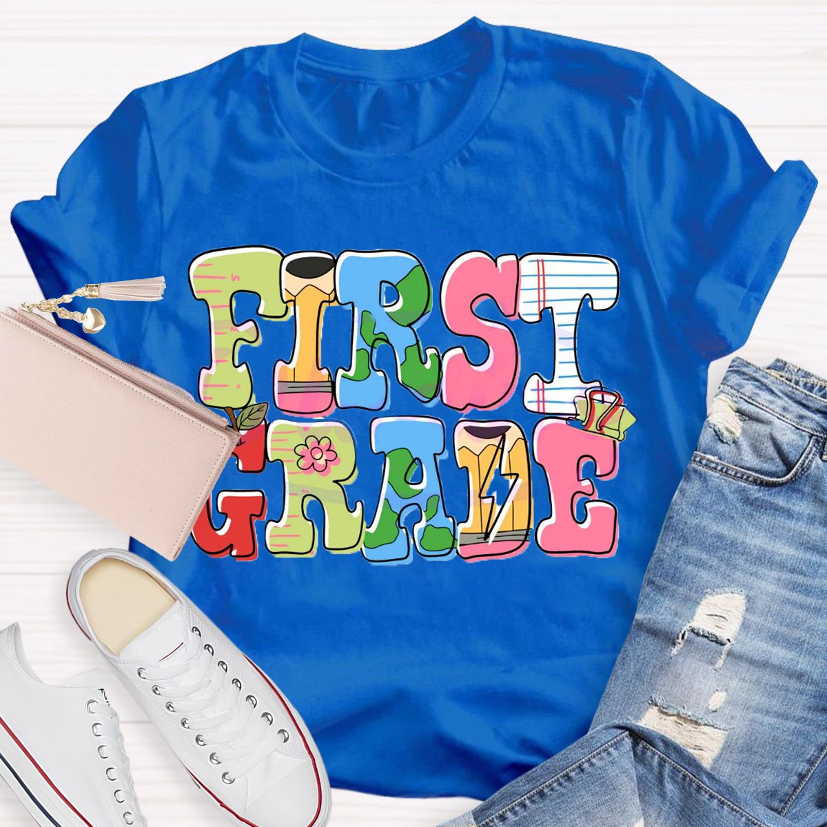 Personalized Grade First Grade Student Back To School T-Shirt