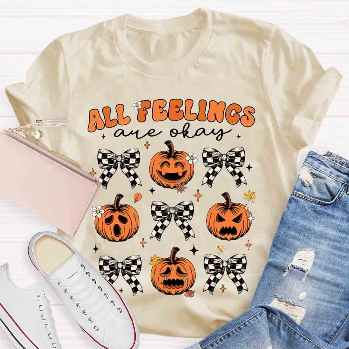 All Feelings Are Okay School Psych Ghost Pumpkin Shirt