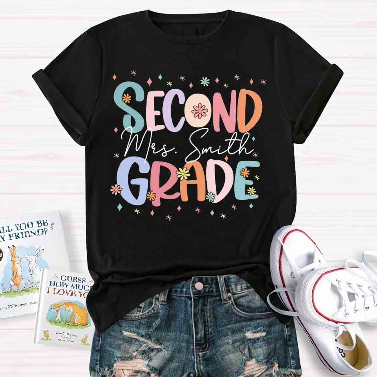 Personalized Cute Flower Collage Design Teacher T-Shirt