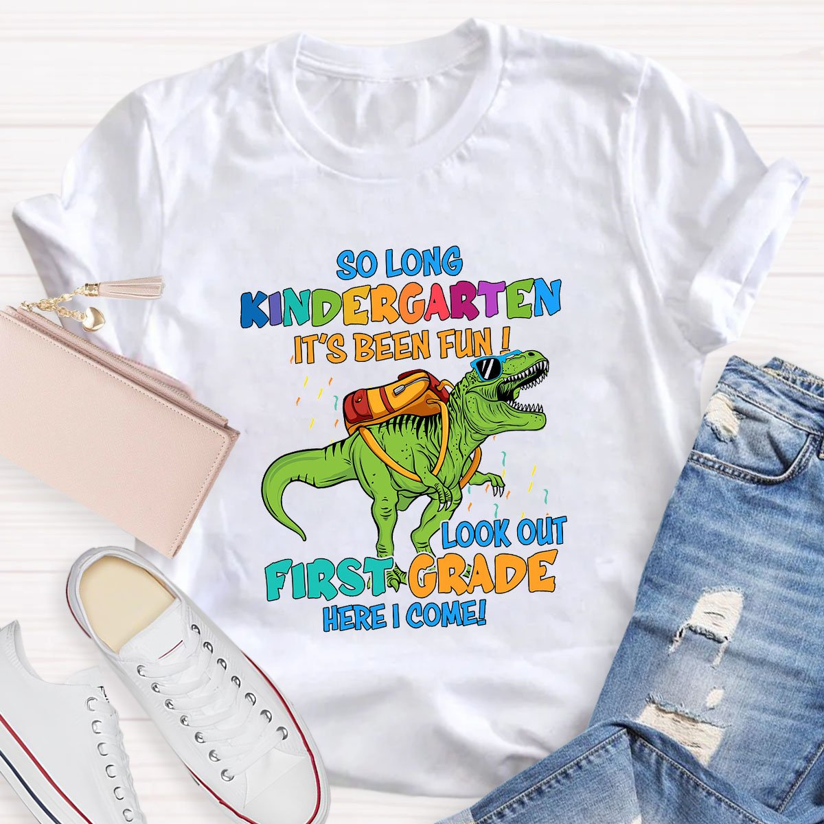 Personalized Grade Dinosaur Carrying A Schoolbag T-Shirt