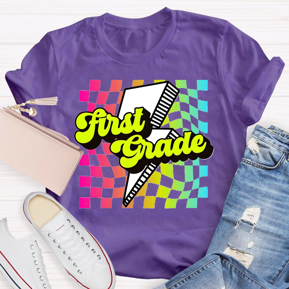 Personalized Grade Color Blocks Back to School T-shirt