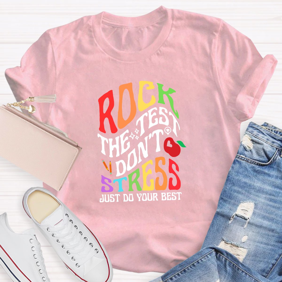 Rock The Test Don't Stress Teacher Shirt