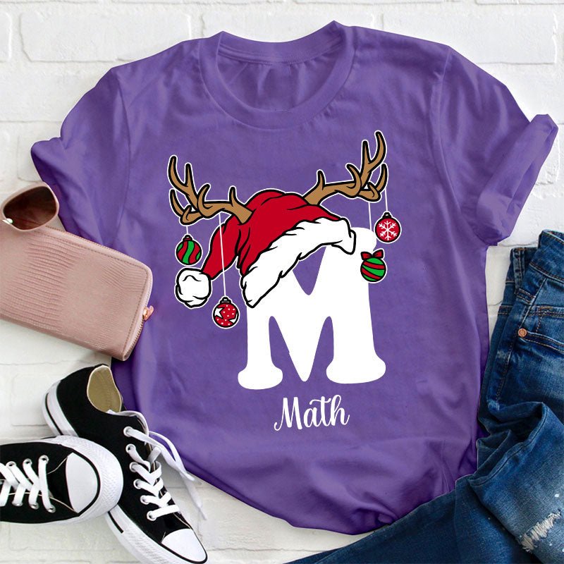 Personalized An Elk Santa Hat Teacher T-Shirt