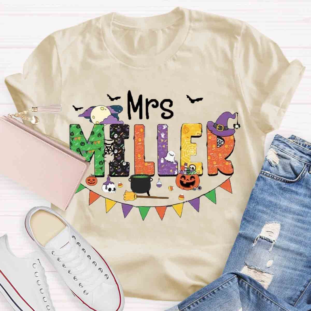 Personalized Name Halloween Spooky Teacher Shirt