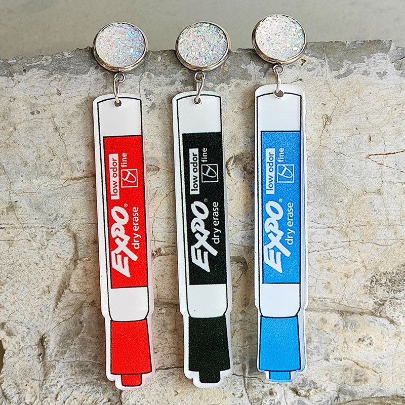 Colorful Whiteboard Pen Earrings